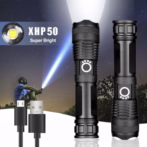 High Lumens XHP50 Waterproof Flashlight Rechargeable
